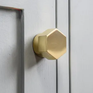 Polished Brass Hex Cabinet Knob