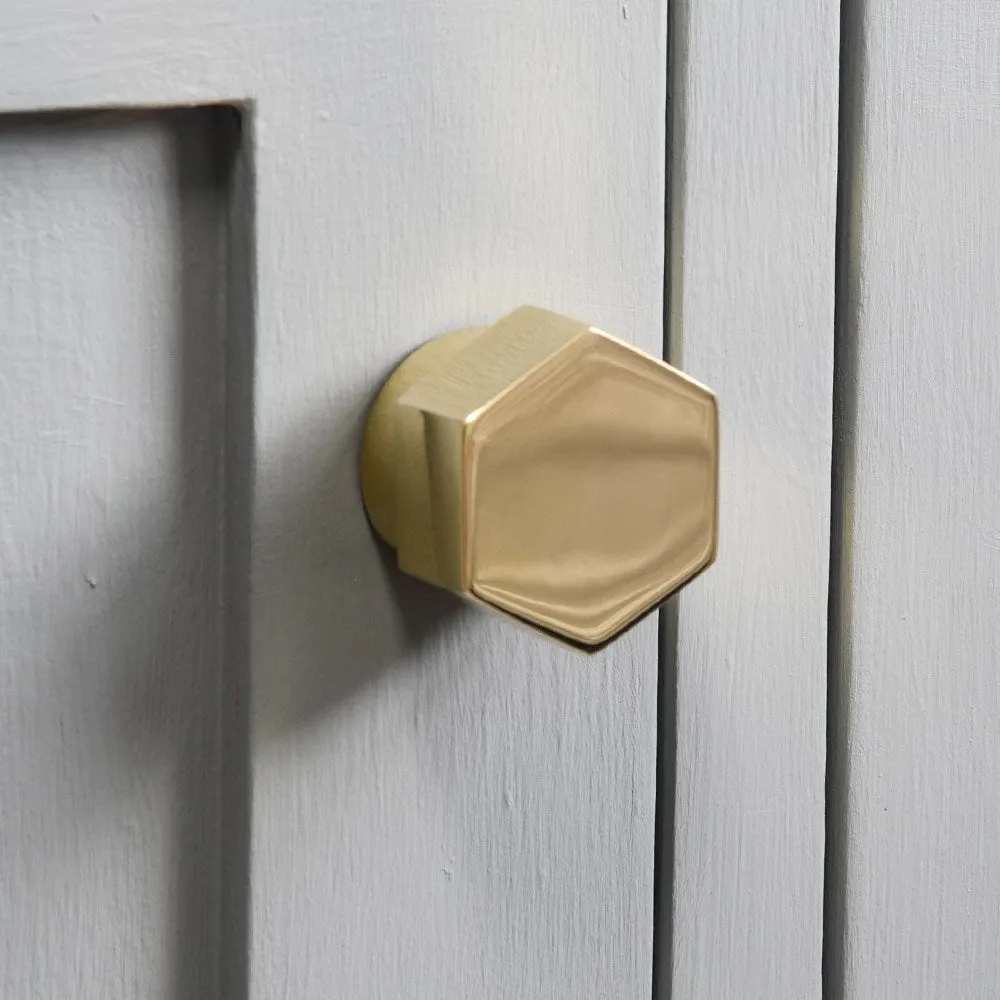 Polished Brass Hex Cabinet Knob