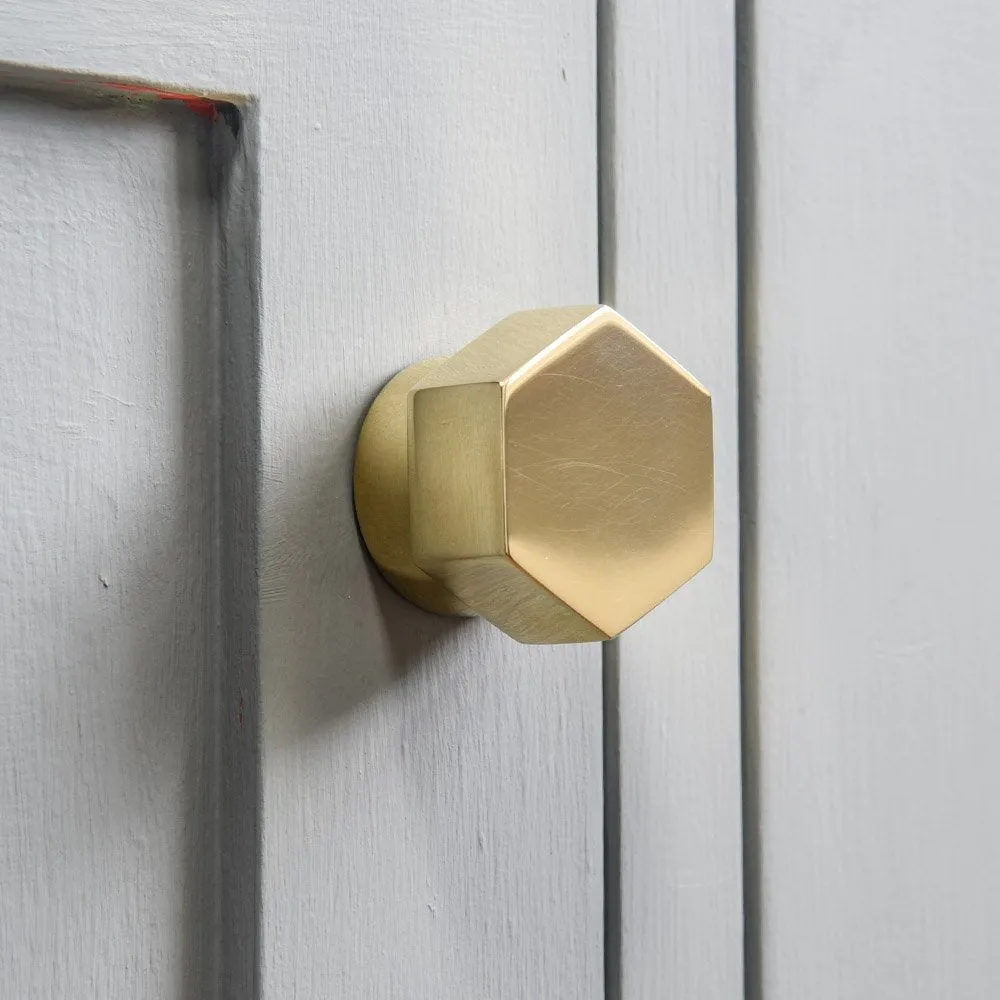 Polished Brass Hex Cabinet Knob