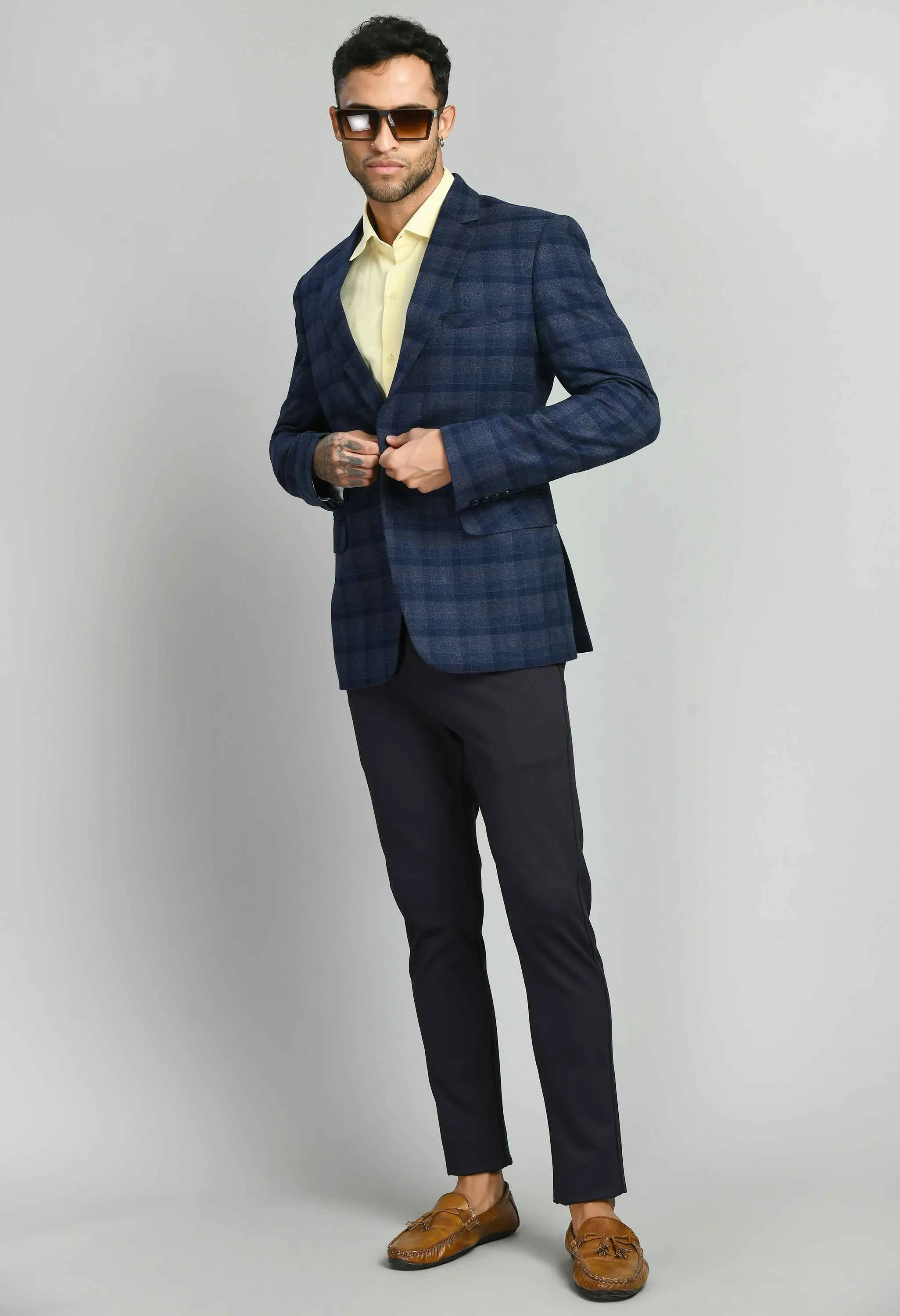 Premium Notched Lapel Navy blue Slim Fit Blazer