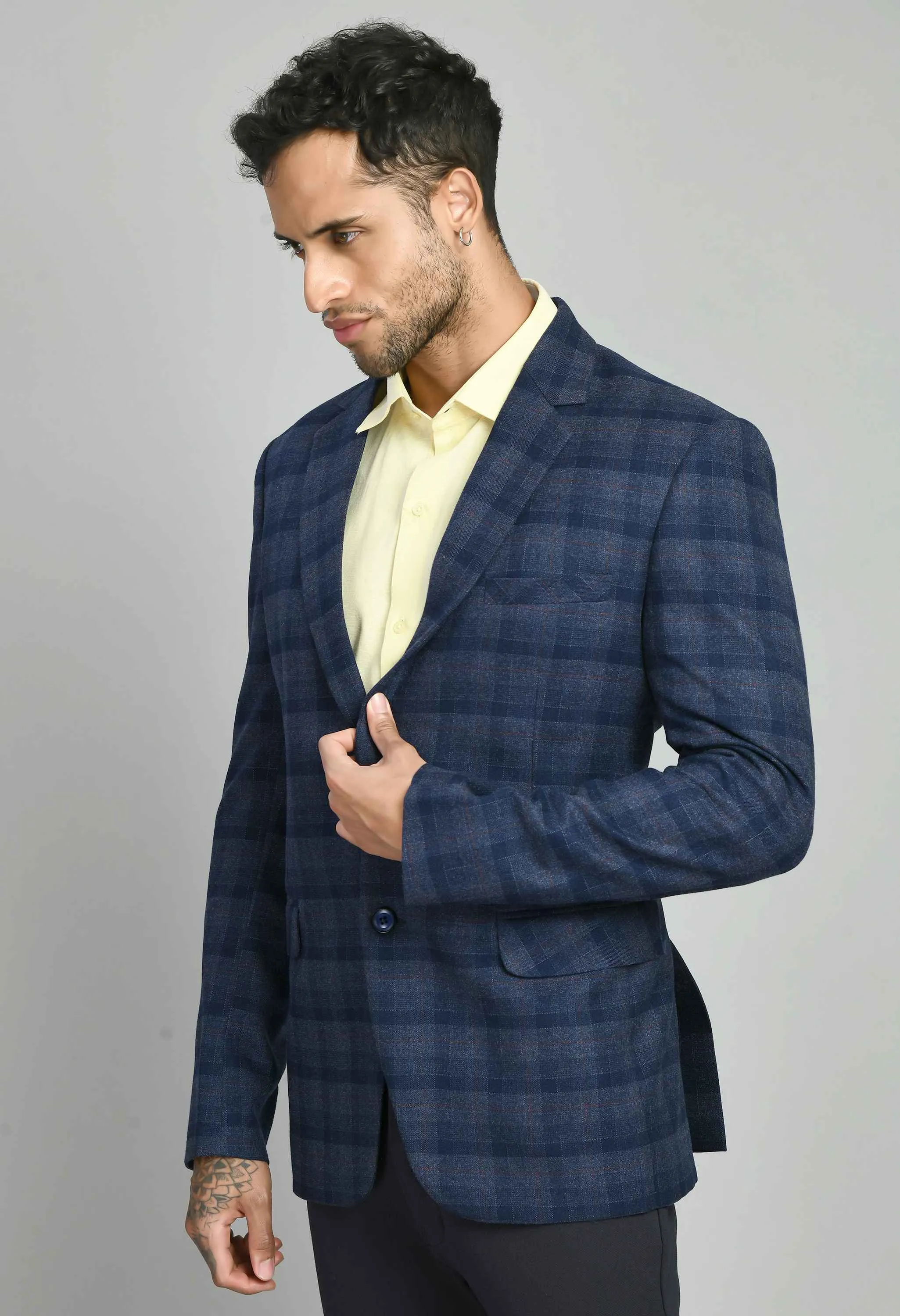 Premium Notched Lapel Navy blue Slim Fit Blazer