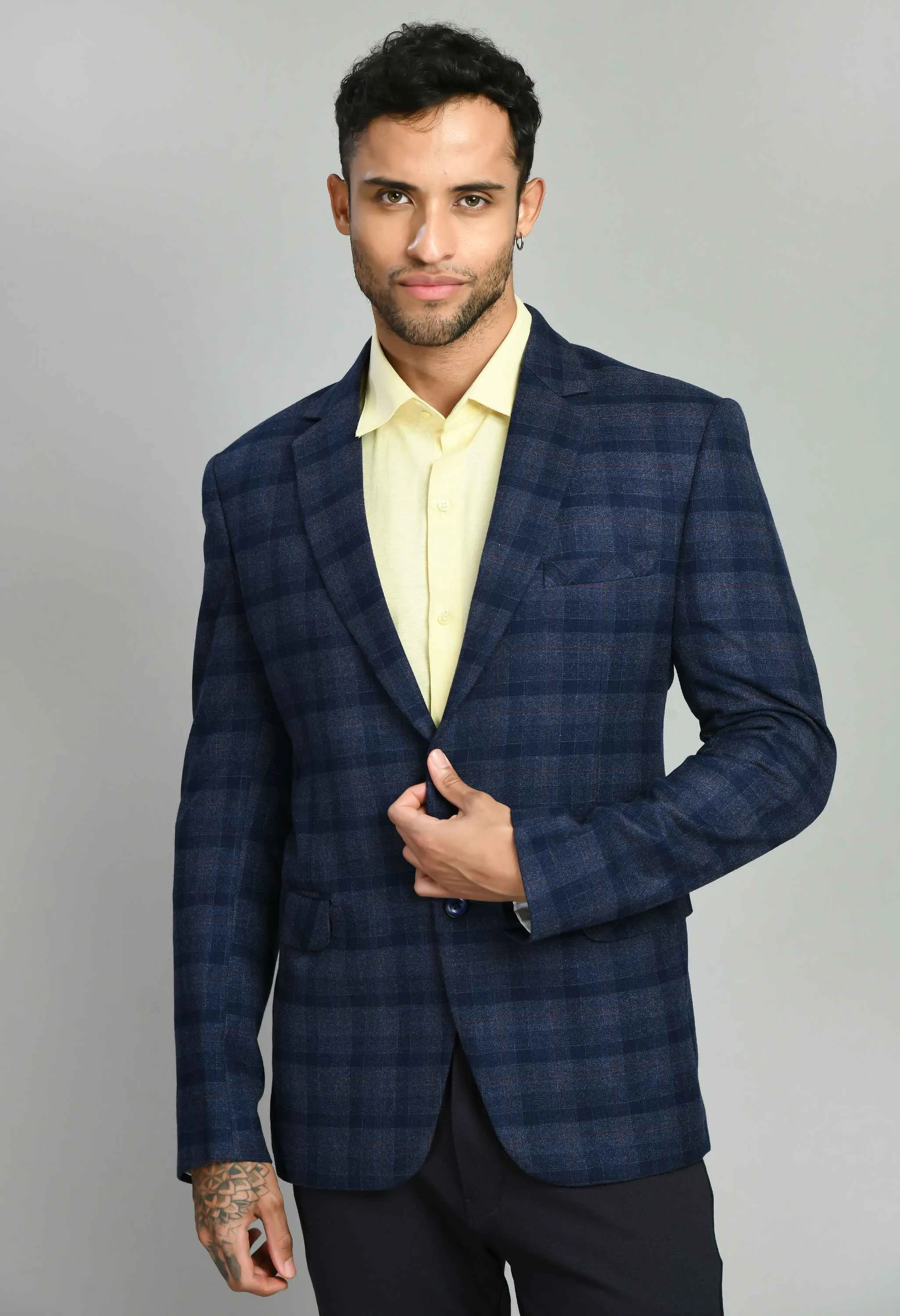 Premium Notched Lapel Navy blue Slim Fit Blazer