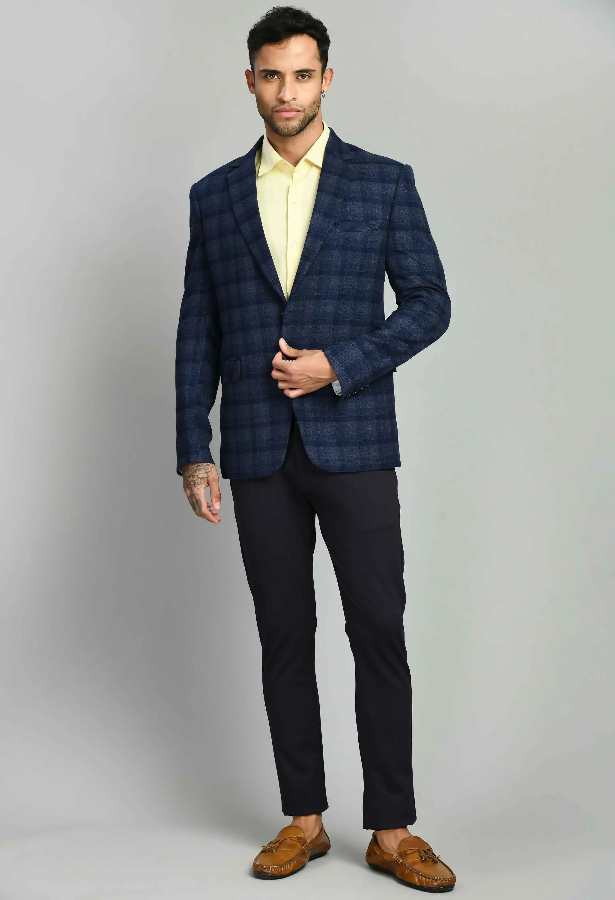 Premium Notched Lapel Navy blue Slim Fit Blazer