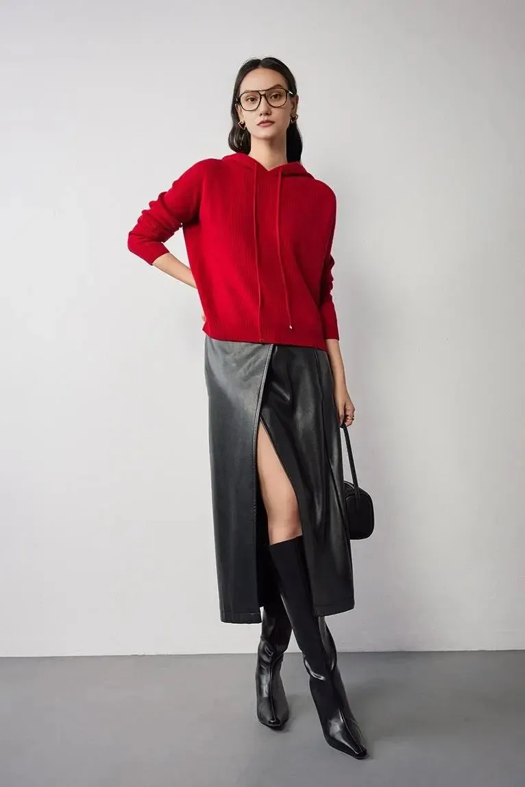 Relax Fit Merino Wool Hooded Sweater