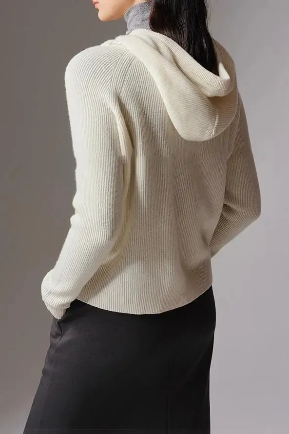 Relax Fit Merino Wool Hooded Sweater