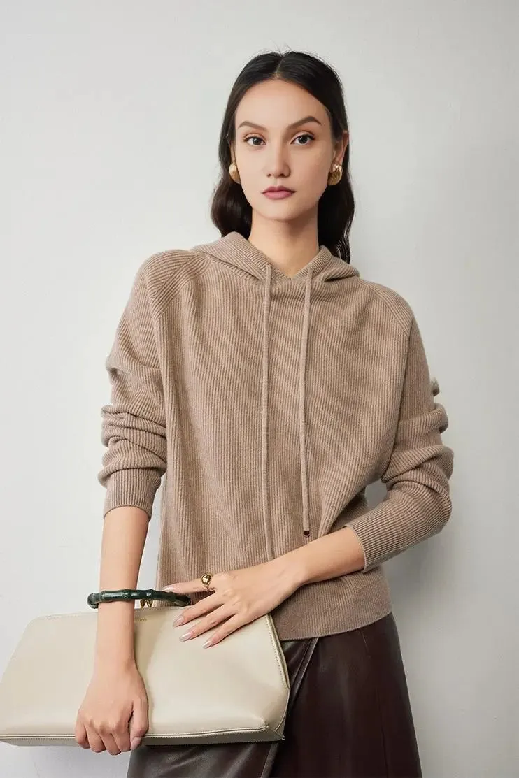 Relax Fit Merino Wool Hooded Sweater