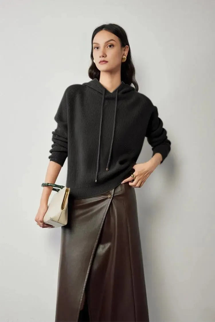 Relax Fit Merino Wool Hooded Sweater