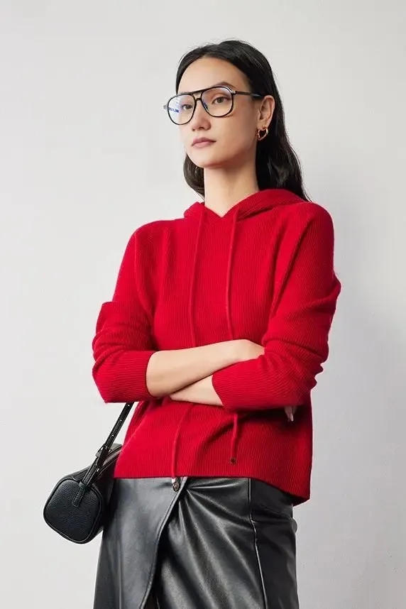 Relax Fit Merino Wool Hooded Sweater