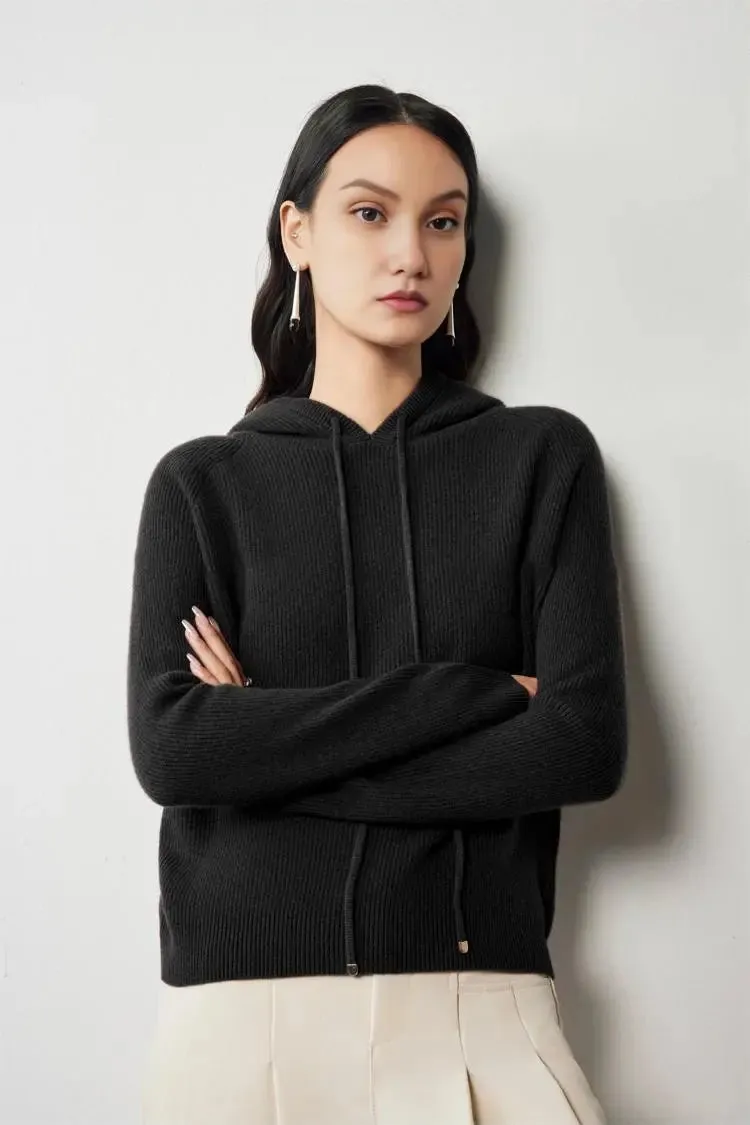 Relax Fit Merino Wool Hooded Sweater