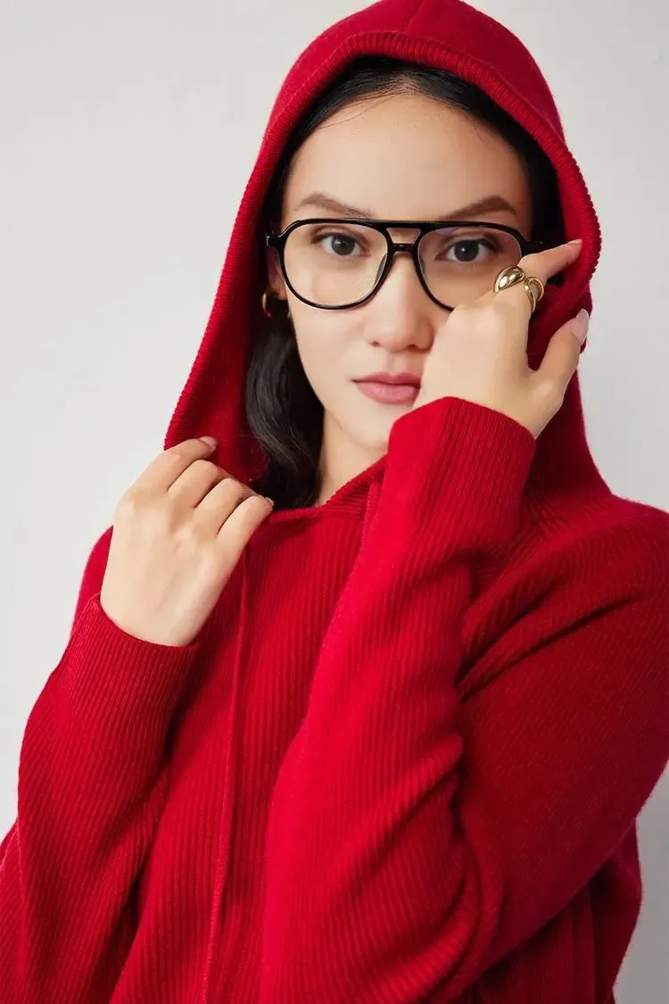 Relax Fit Merino Wool Hooded Sweater