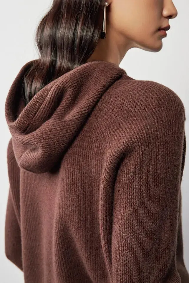 Relax Fit Merino Wool Hooded Sweater