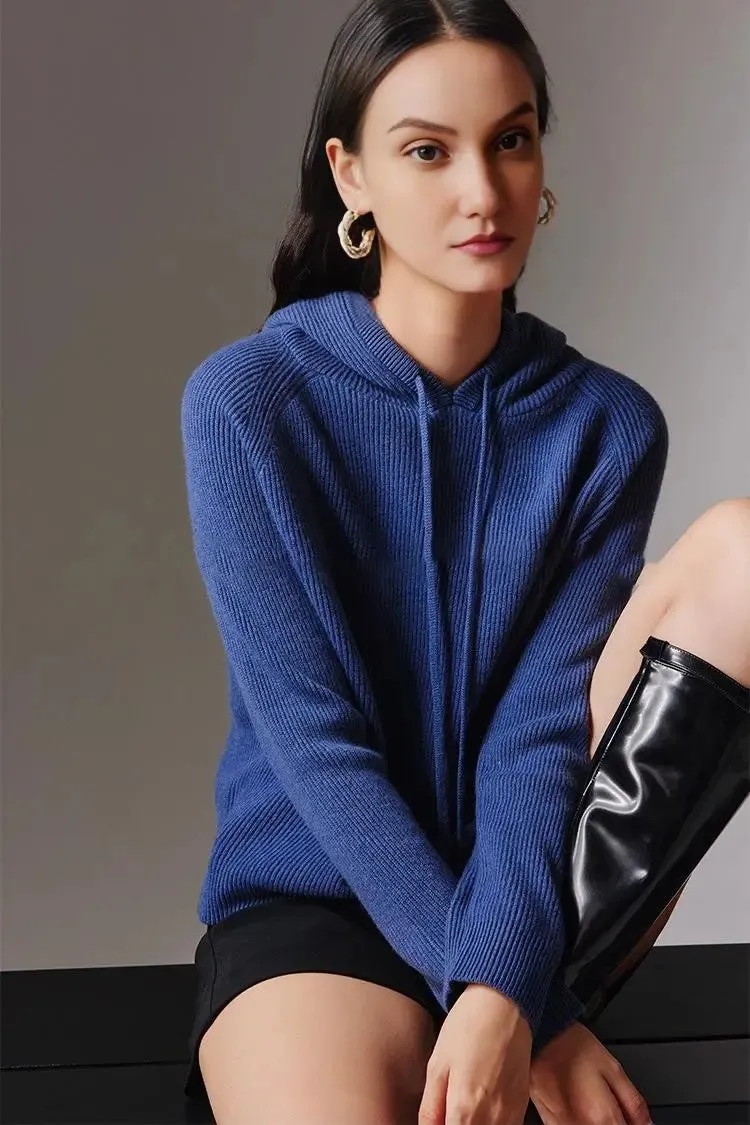 Relax Fit Merino Wool Hooded Sweater