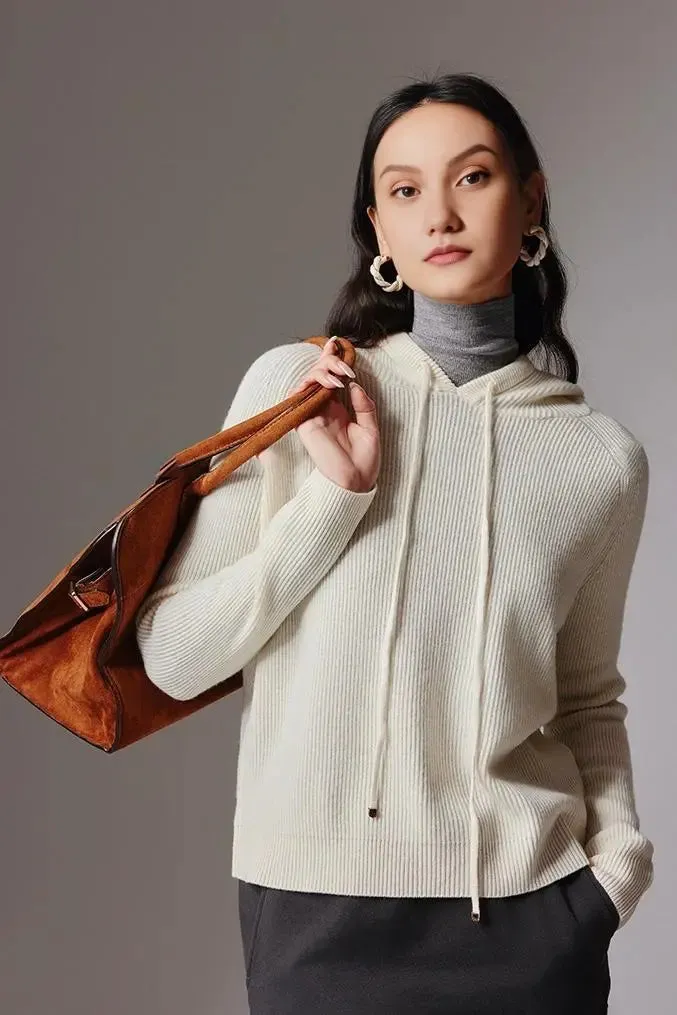 Relax Fit Merino Wool Hooded Sweater
