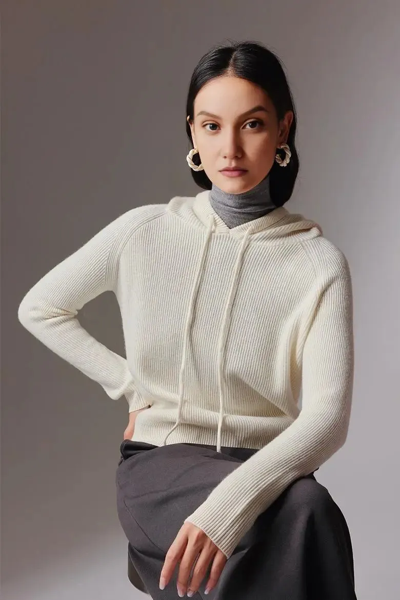 Relax Fit Merino Wool Hooded Sweater