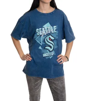 Retro Seattle Kraken Oversized Drop Shoulder Vintage Crewneck Short Sleeve T-Shirt