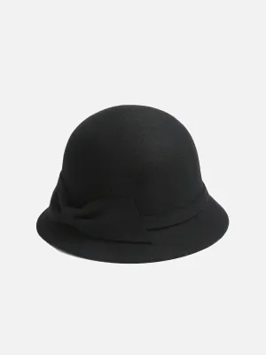 Retro Woolen Bow Bucket Hat