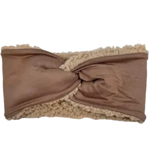 Reversible Twisted Women's Ear Warmer Headband - Beige