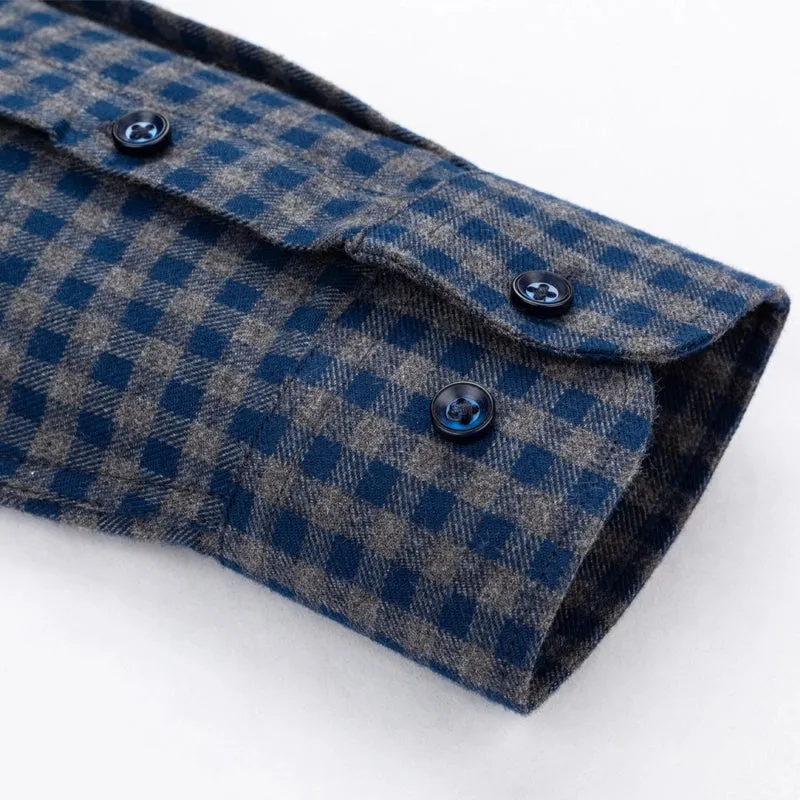Romon Men's Long Sleeve Flannel Shirt – 2024 New Arrival Casual Lattice Button-Up