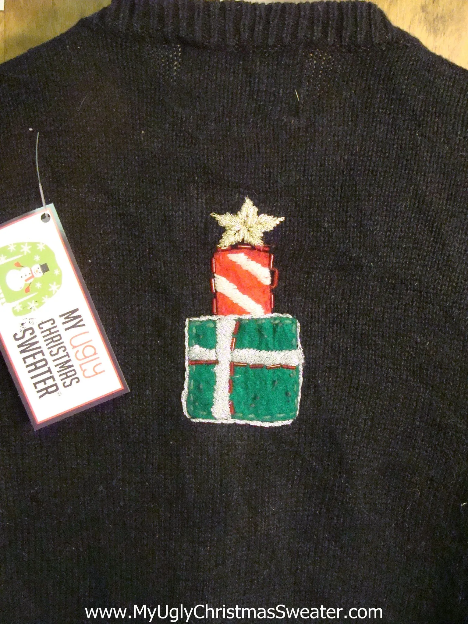 Santa Stacking Presents Cheesy Christmas Sweater