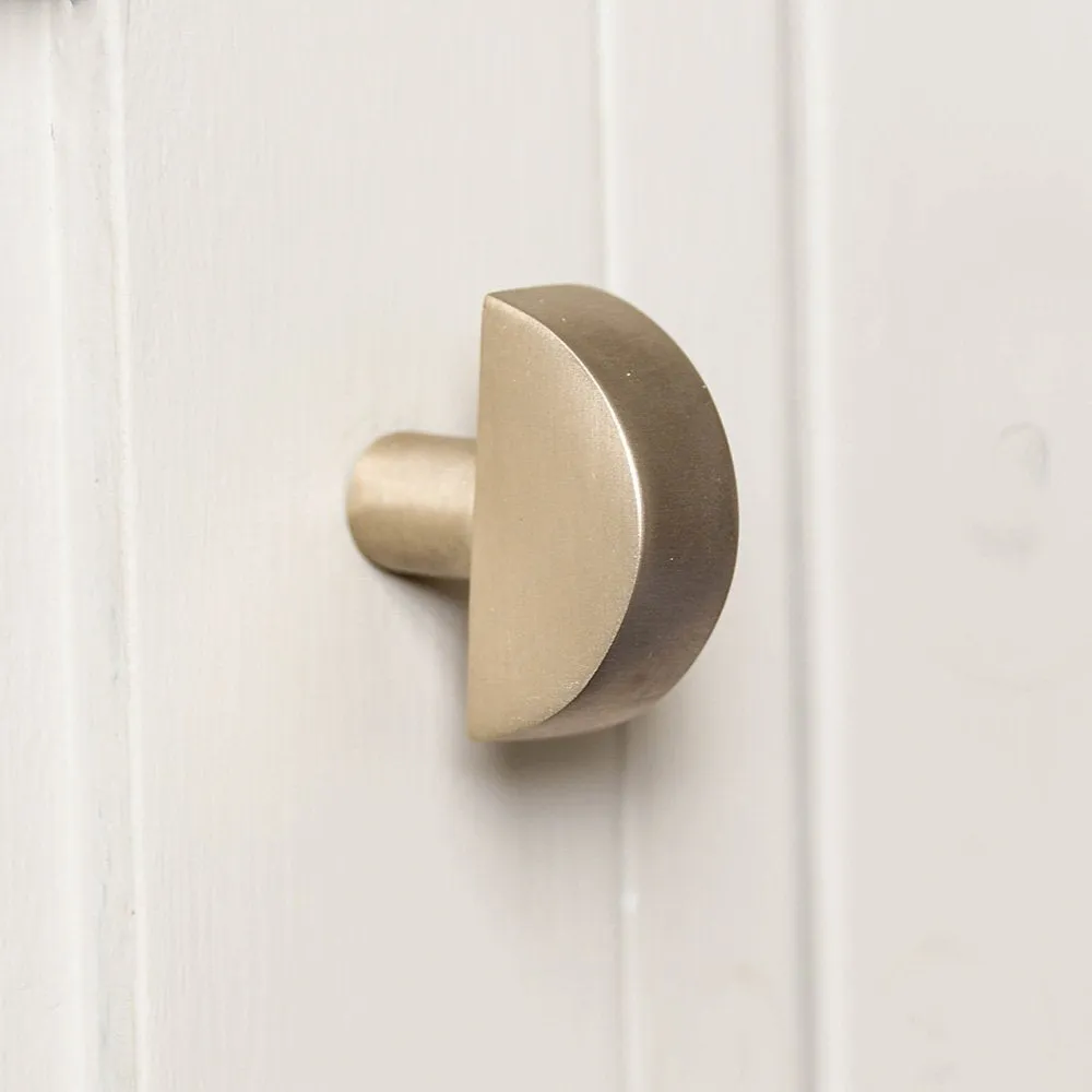 Satin Brass Mid Century Half Moon Cabinet Knob