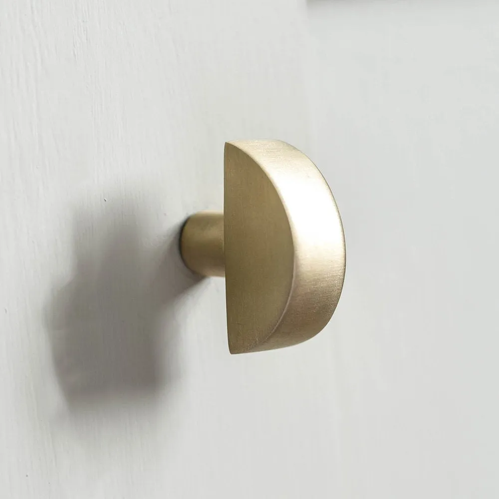 Satin Brass Mid Century Half Moon Cabinet Knob