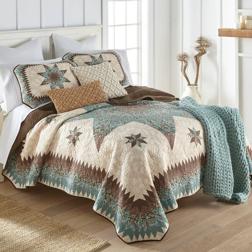 Sea Breeze Star Reversible 3-Piece Quilt Set - Full/Queen