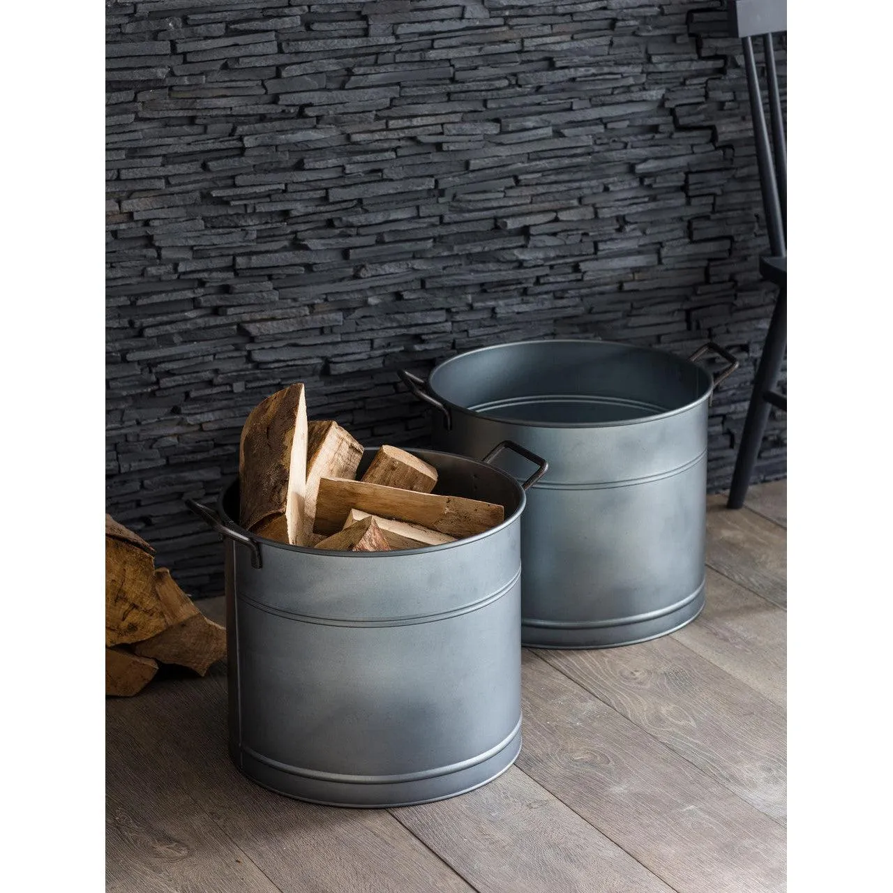 Set of 2 Buckets - Galvanised Steel