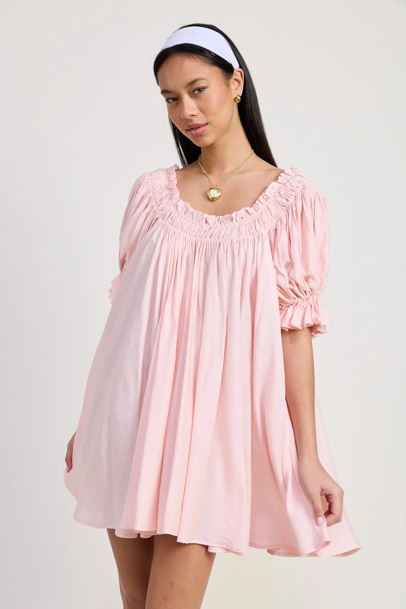 Short Sleeve Babydoll Mini Dress