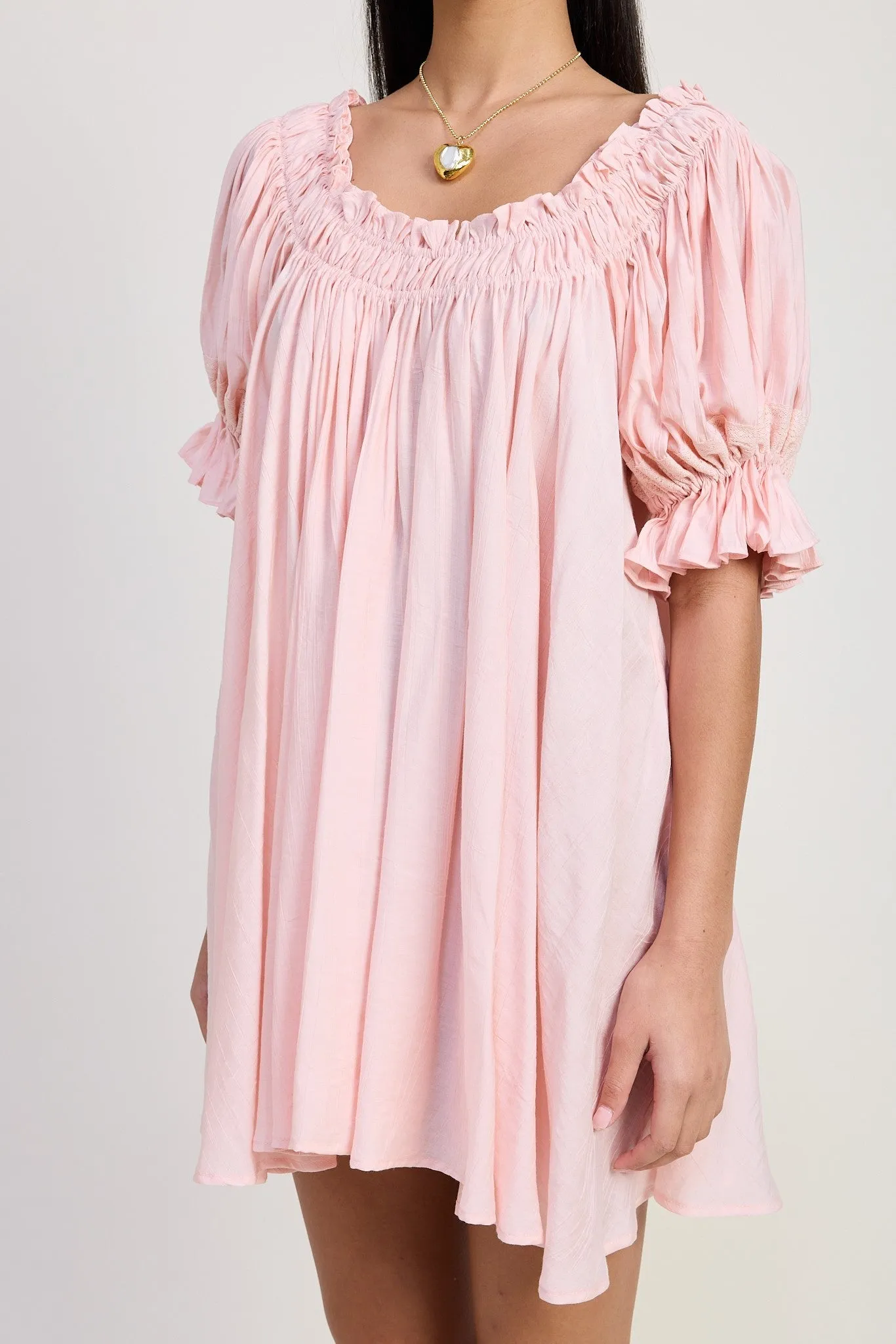 Short Sleeve Babydoll Mini Dress