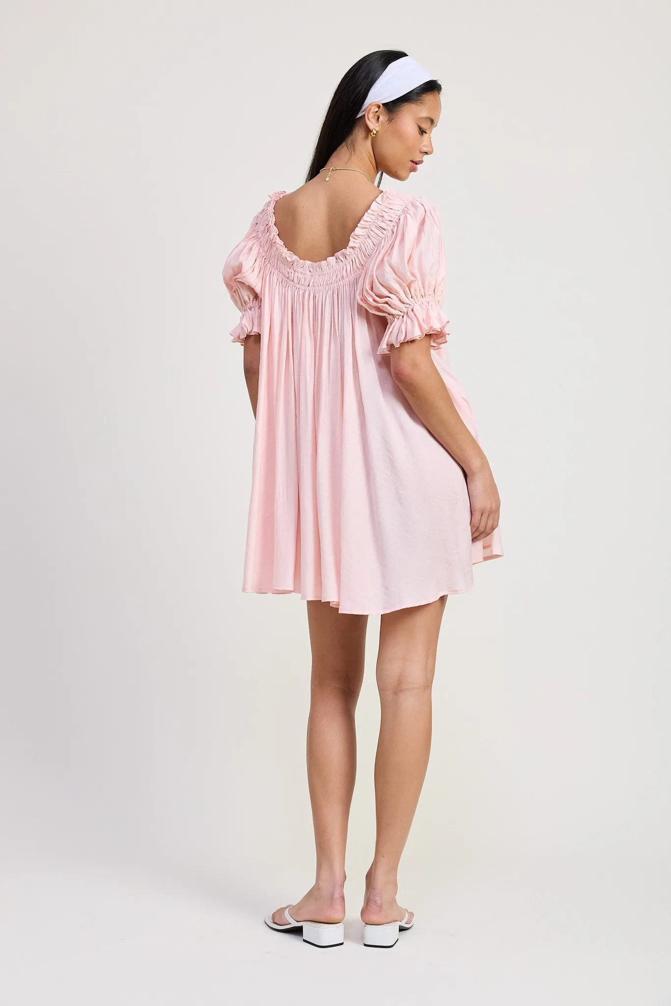 Short Sleeve Babydoll Mini Dress