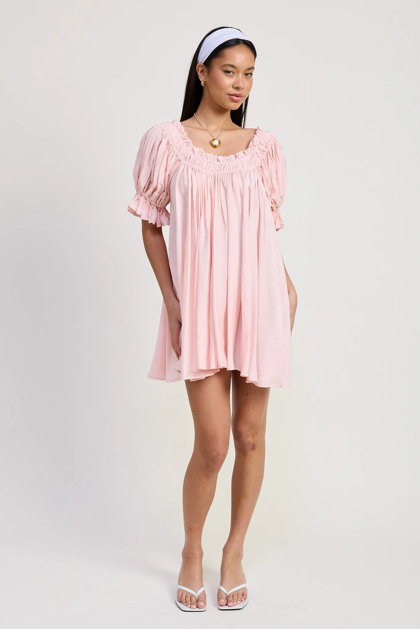 Short Sleeve Babydoll Mini Dress