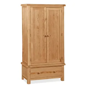 Sidmouth Oak Double Wardrobe With Drawer