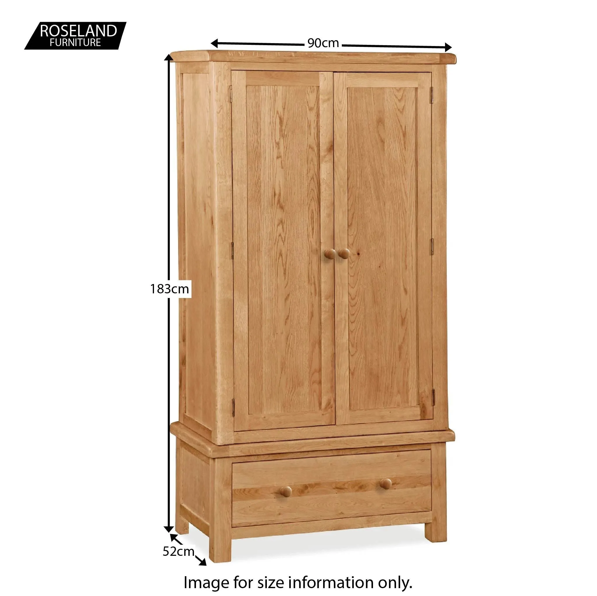 Sidmouth Oak Double Wardrobe With Drawer