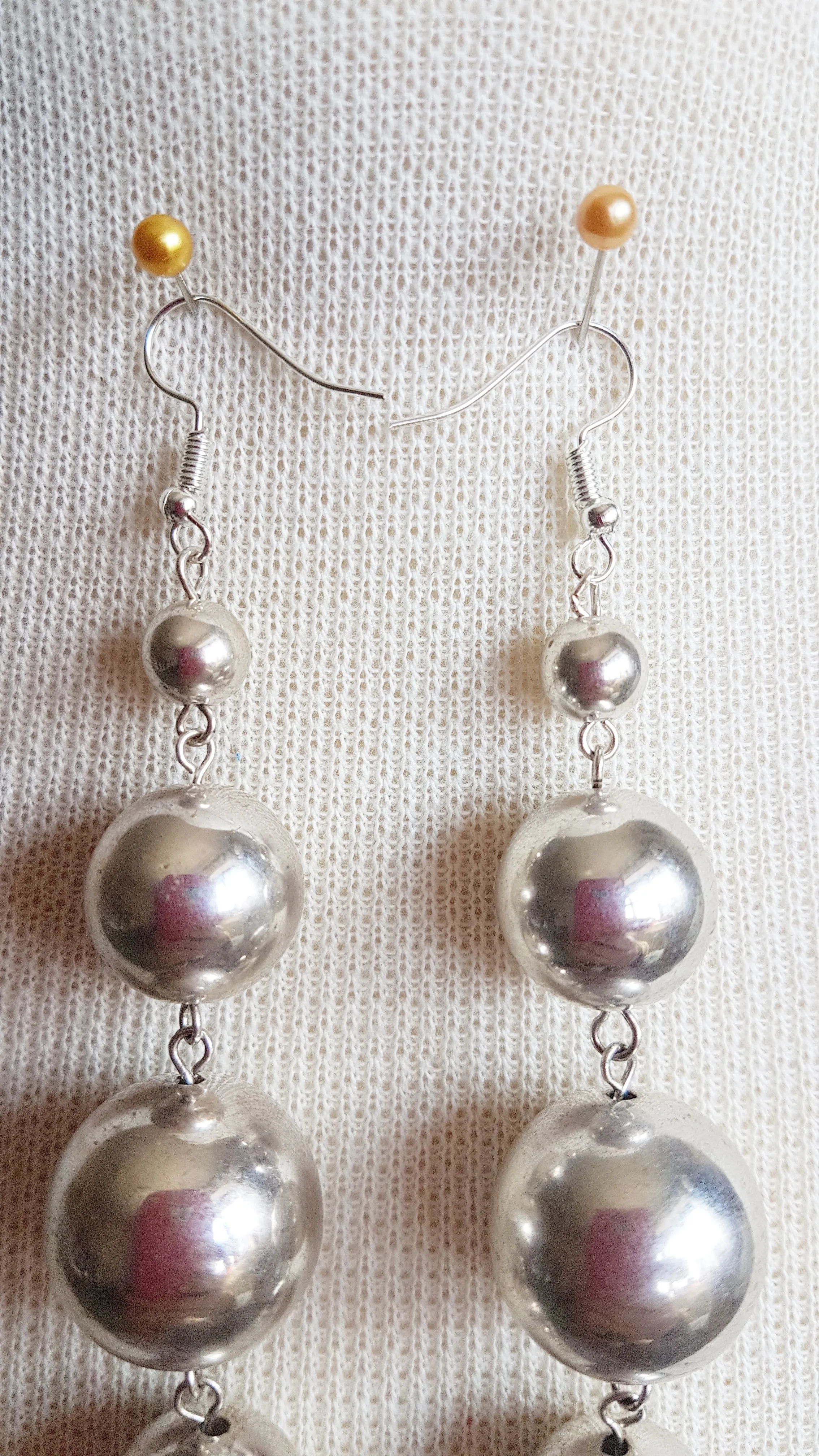 Silver Ball Dangle Earrings