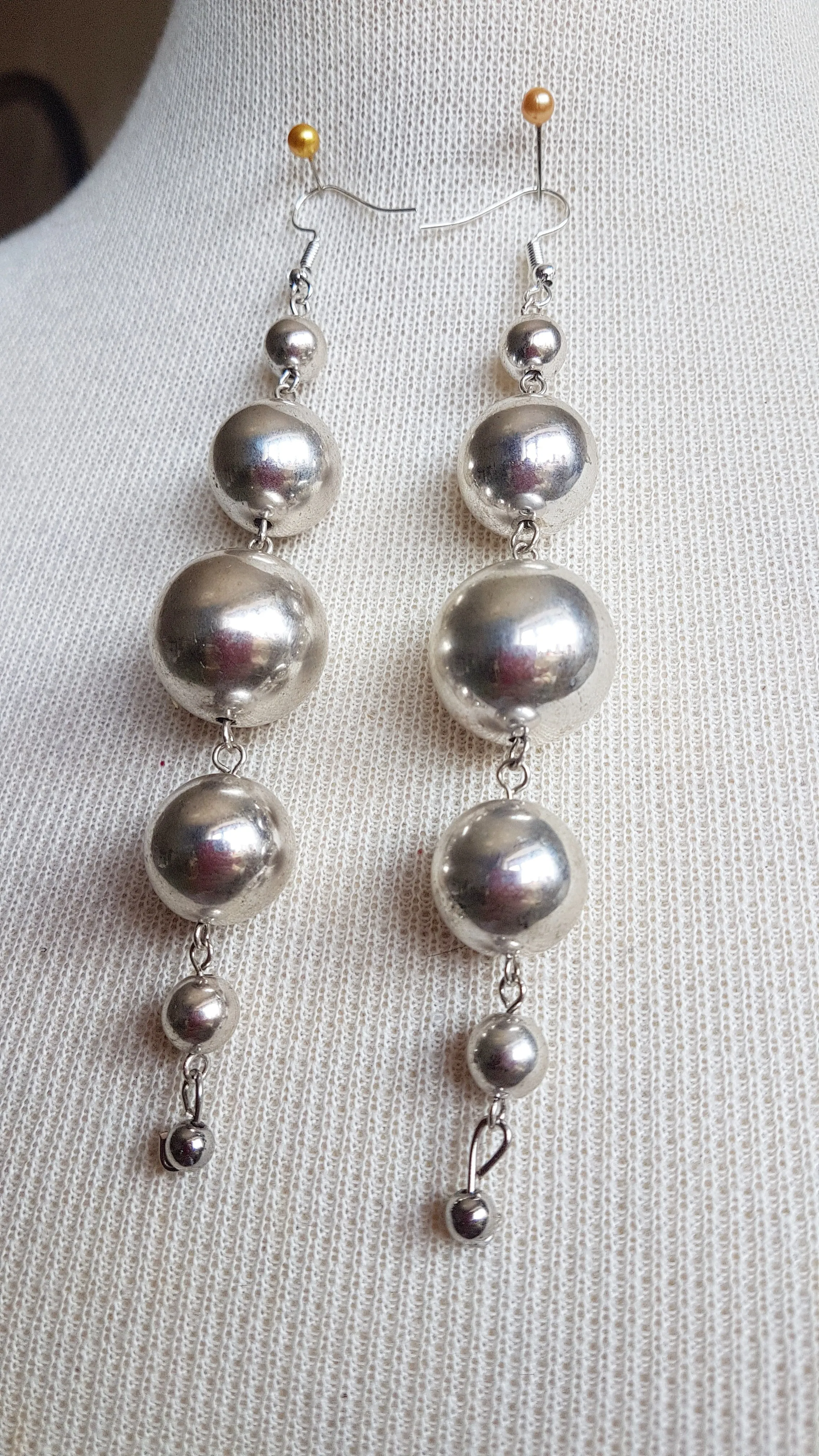 Silver Ball Dangle Earrings
