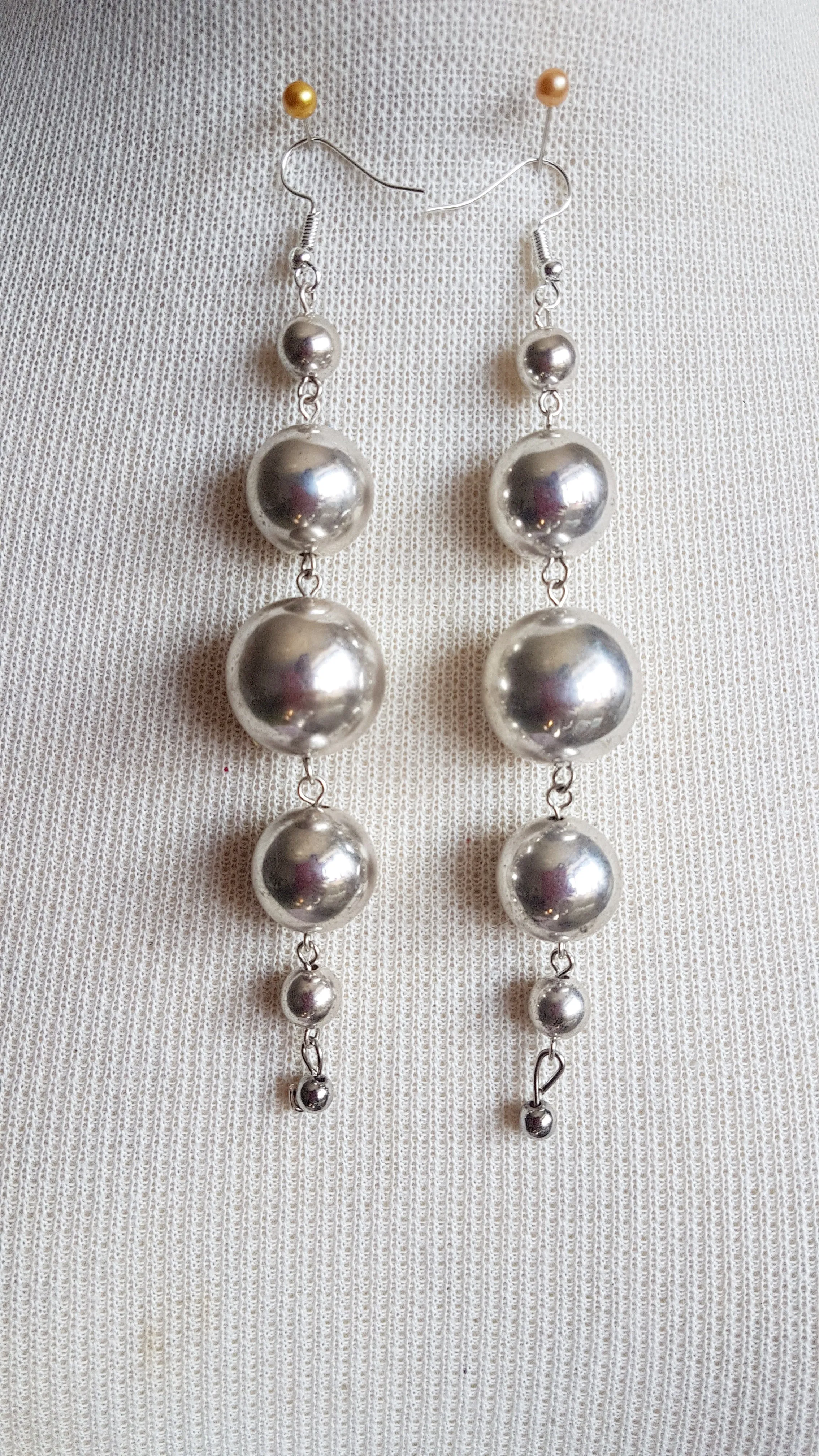 Silver Ball Dangle Earrings