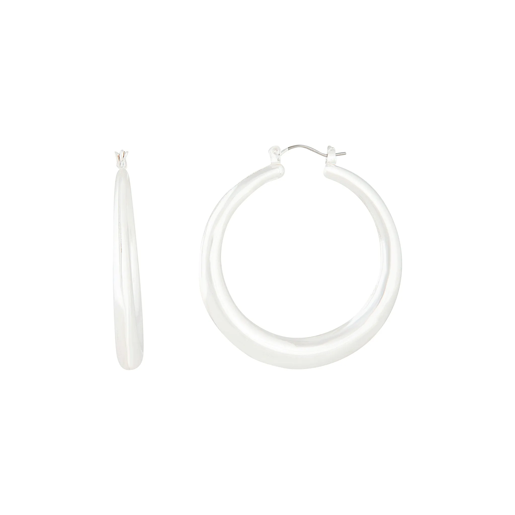 Silver Circular Tube Hoop Earrings