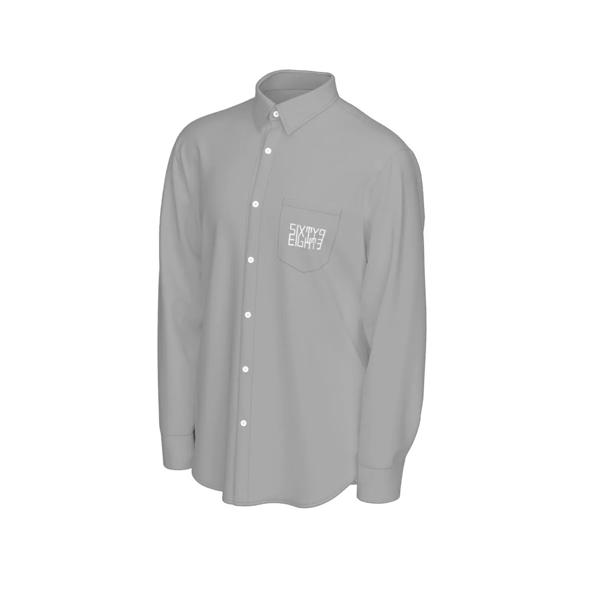 Sixty Eight 93 Logo White Grey Men's Cotton Long Sleeve Shirt