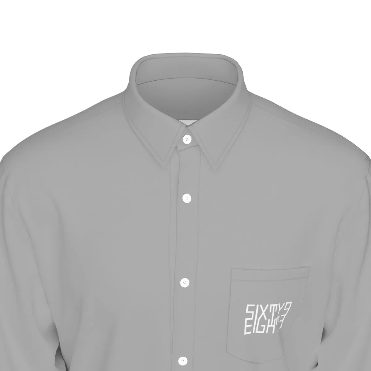 Sixty Eight 93 Logo White Grey Men's Cotton Long Sleeve Shirt