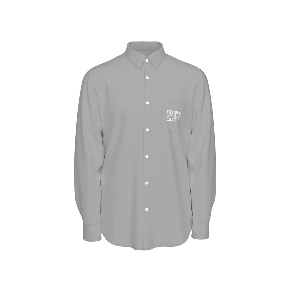 Sixty Eight 93 Logo White Grey Men's Cotton Long Sleeve Shirt