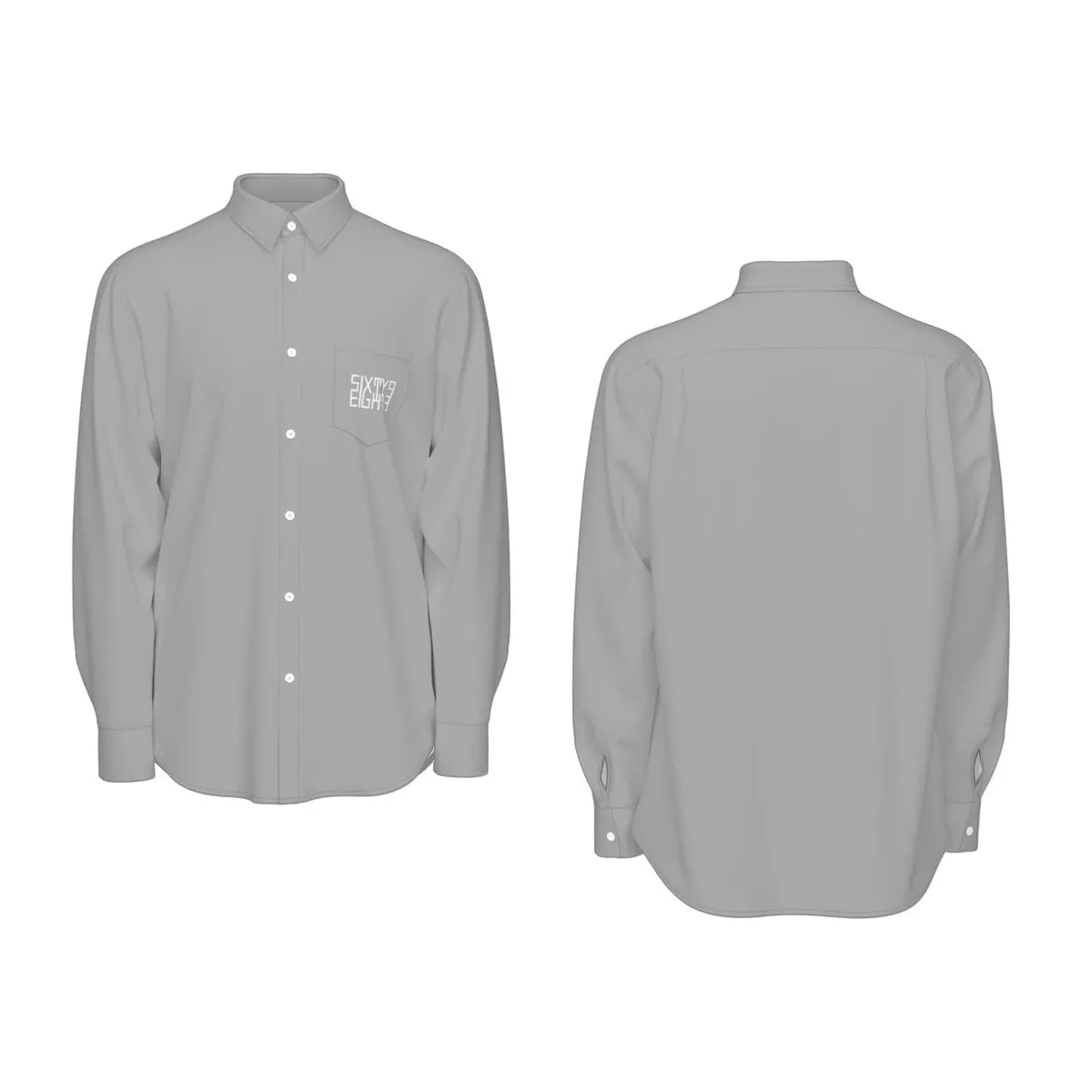 Sixty Eight 93 Logo White Grey Men's Cotton Long Sleeve Shirt