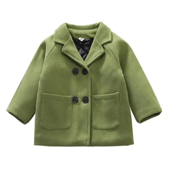 Solid Double Breasted Toddler Jacket