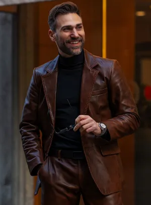 Spanish Brown Medieval Leather Blazer