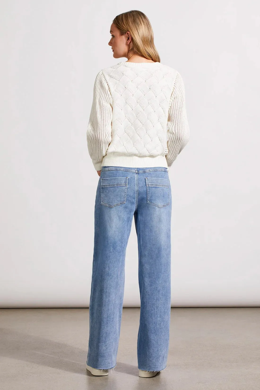 Special Wash Basket Weave & Crochet Sweater. Style TR5551O-4632