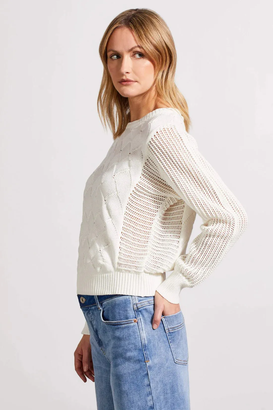 Special Wash Basket Weave & Crochet Sweater. Style TR5551O-4632