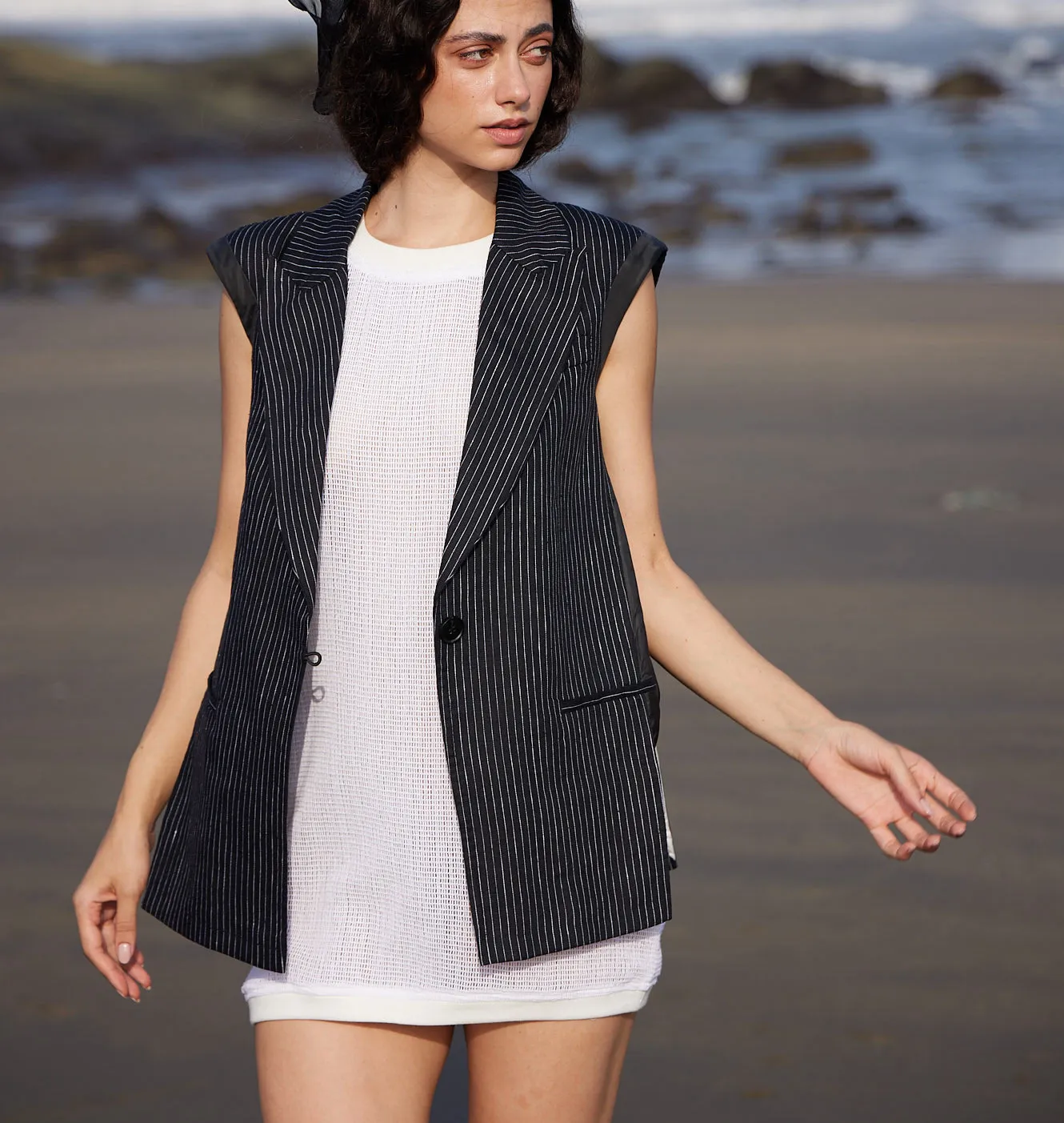 Striped Linen Blazer|Jacket