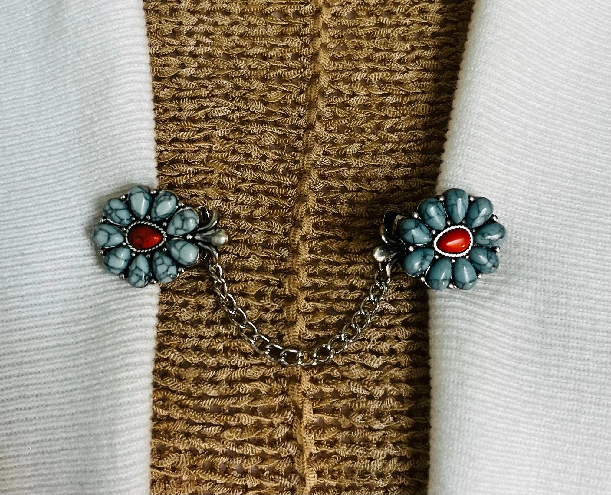 Sweater Clips Silver Chain Sweater Clip Southwestern Cardigan Clip for Kimono Clasp for Sweater Guard Gift for Mom Gift for Her by Fabulici