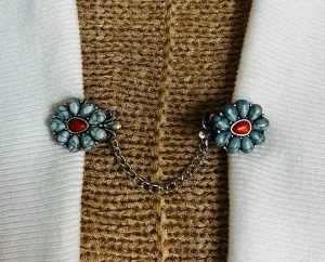 Sweater Clips Silver Chain Sweater Clip Southwestern Cardigan Clip for Kimono Clasp for Sweater Guard Gift for Mom Gift for Her by Fabulici