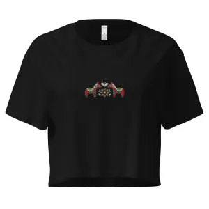 Swedish Red Dala Horse Embroidered Cropped T-Shirt