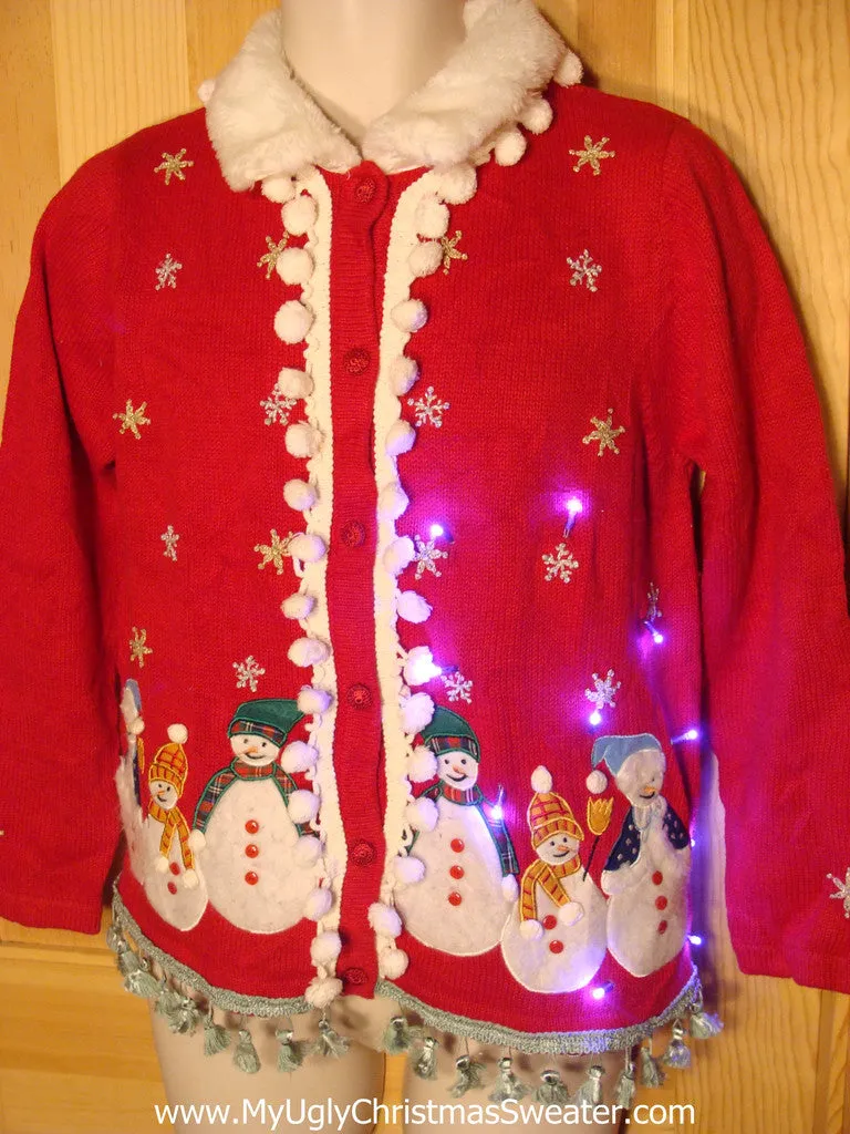 Tacky Ugly Christmas Sweater with Lights and Fringe (g8)